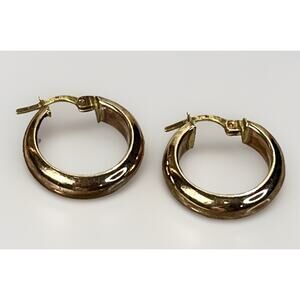 DIADEMA Sterling Silver 925 Gold Over Hoop Earrings Signed ITALY - 3.3g